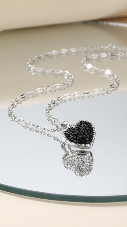 Elegant Black Heart Crystal Pendant Necklace