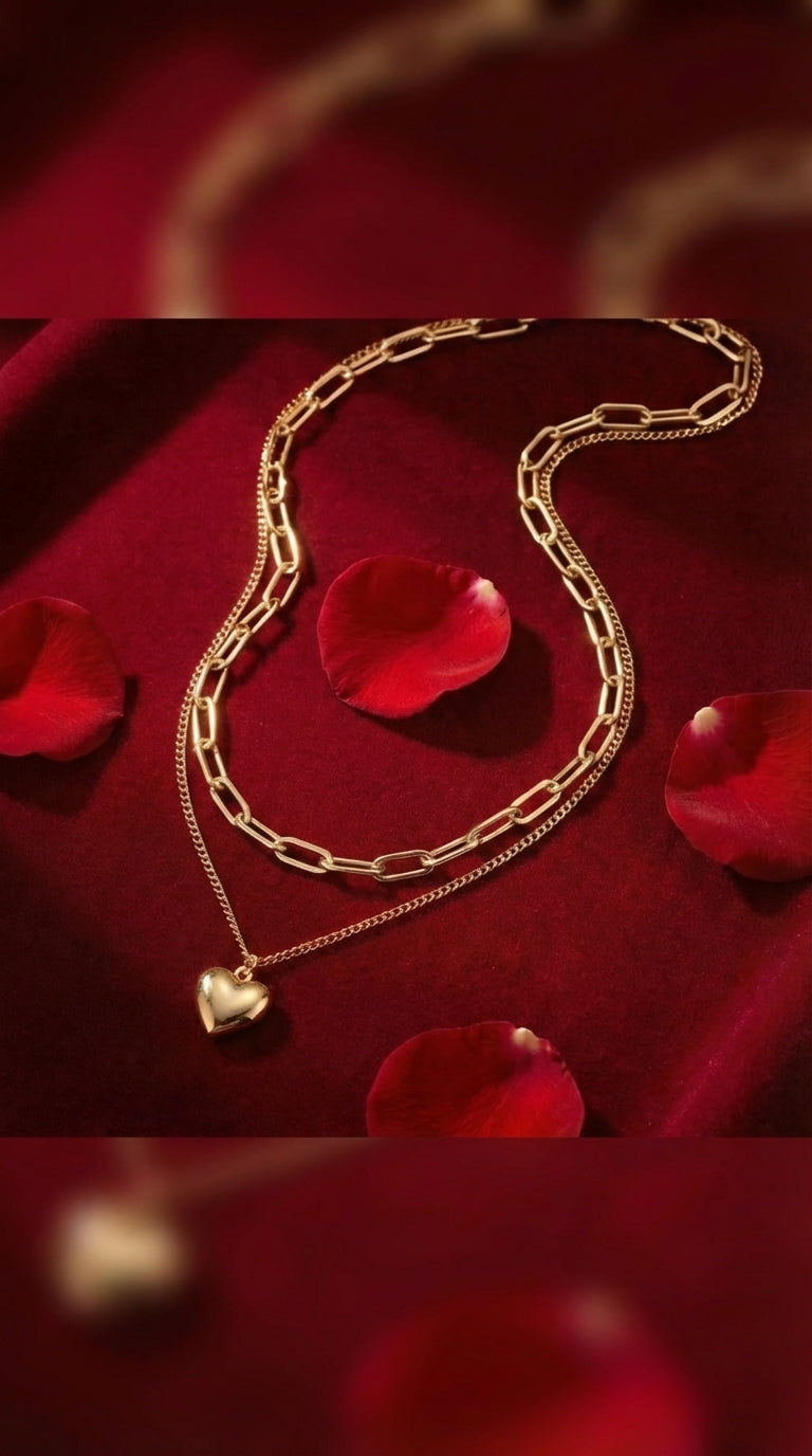 Luxury Layered Gold Heart Necklace