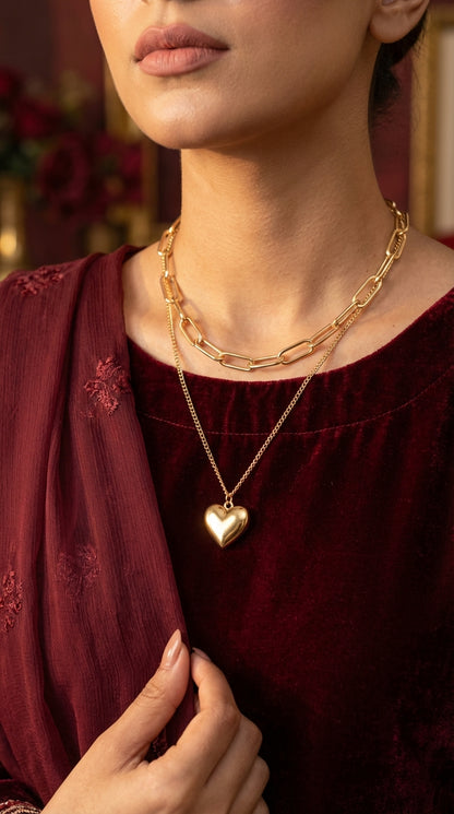 Luxury Layered Gold Heart Necklace